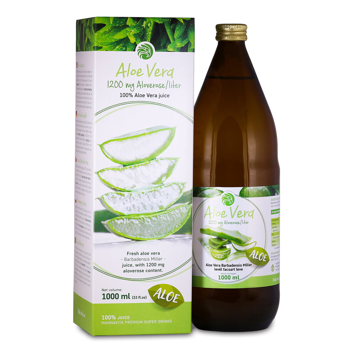 Mannavita Aloe vera 100% καθαρός χυμός από συμπίεση • 1000 ml