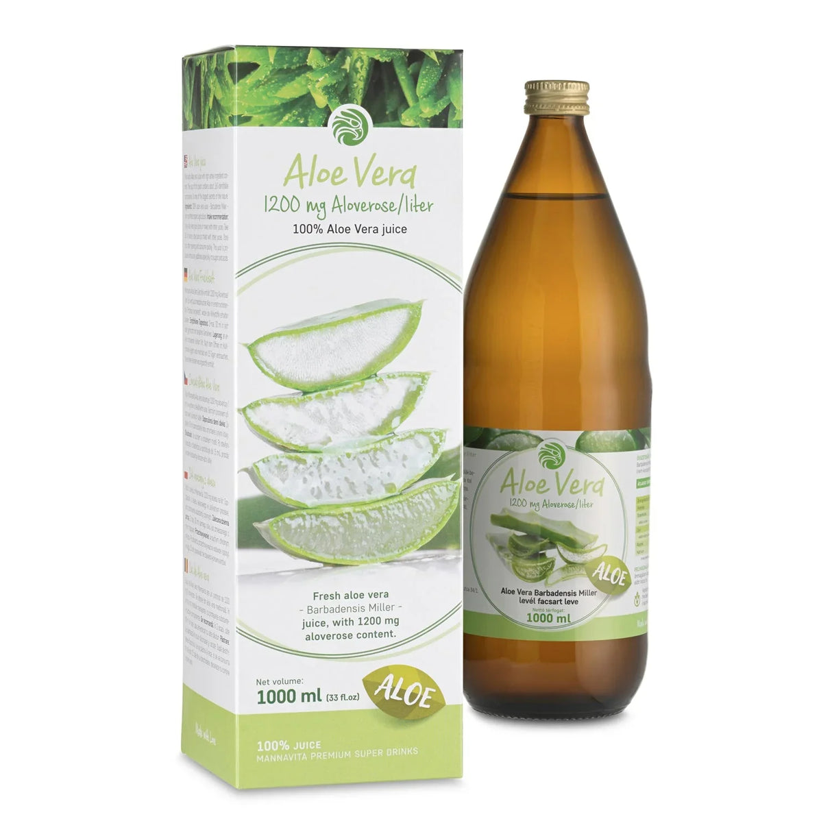 Mannavita Aloe vera 100% pure pressed juice • 1000 ml - Mannavita