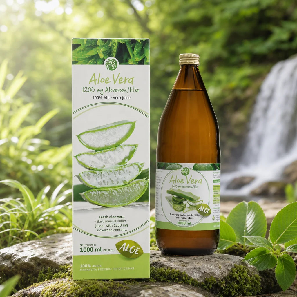 Mannavita Aloe vera 100% καθαρός χυμός από συμπίεση • 1000 ml