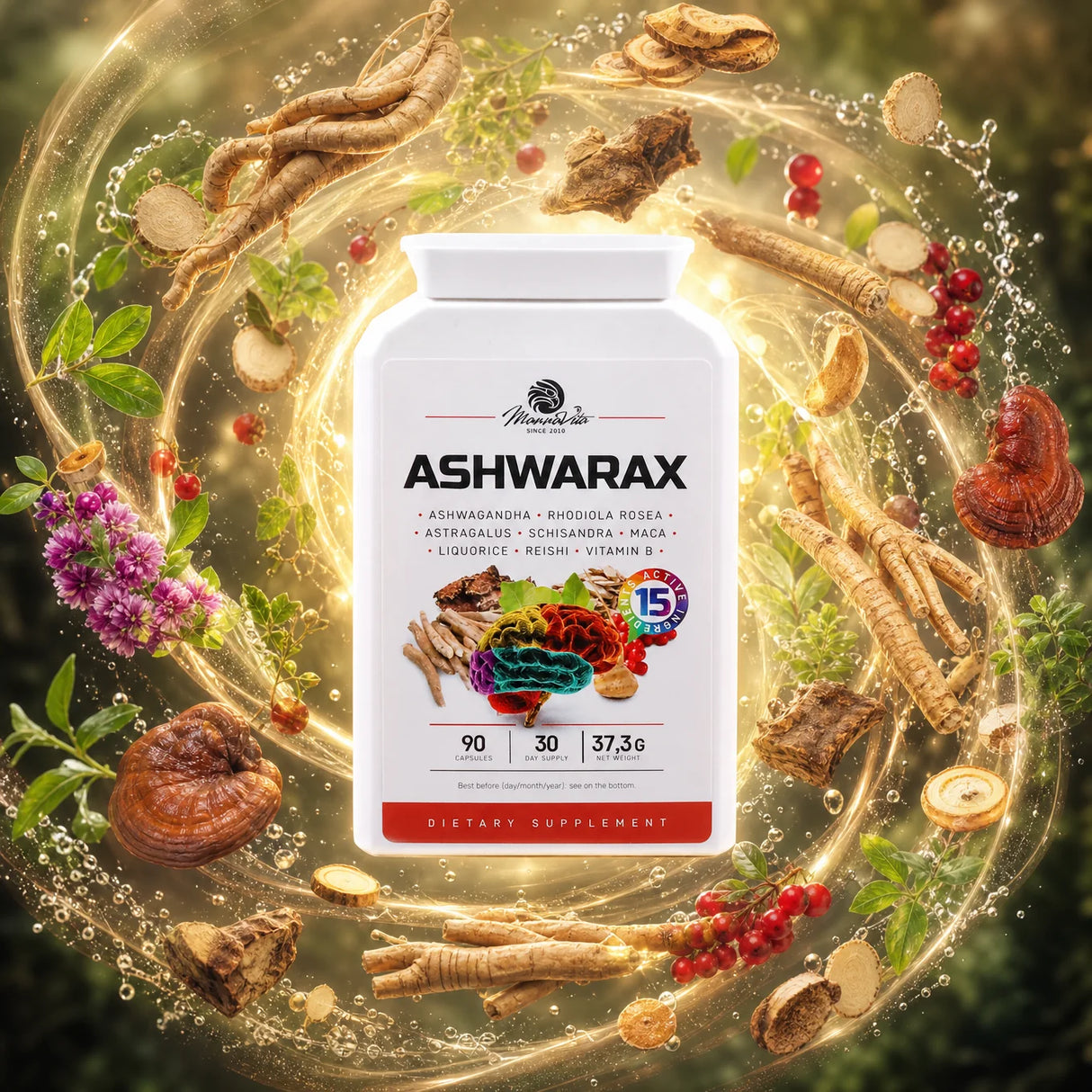 Ashwarax για ανακούφιση από άγχος, πανικό & αϋπνία • 90 κάψουλες