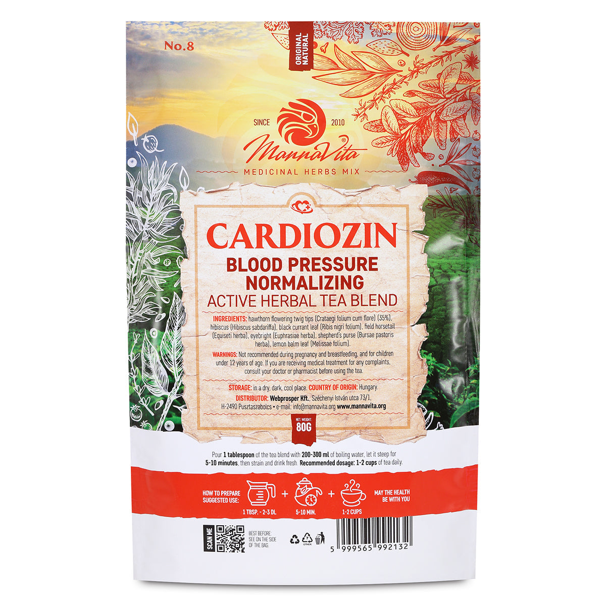 CARDIOZIN Ενεργό φυτικό μείγμα τσαγιού για την ομαλοποίηση της αρτηριακής πίεσης • 80g