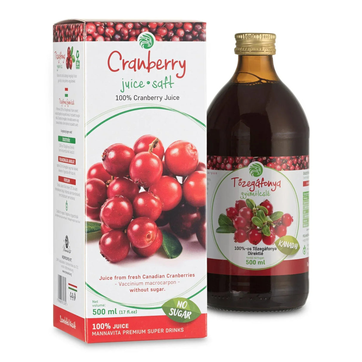 Mannavita Cranberry 100% pure pressed juice • 500 ml - Mannavita