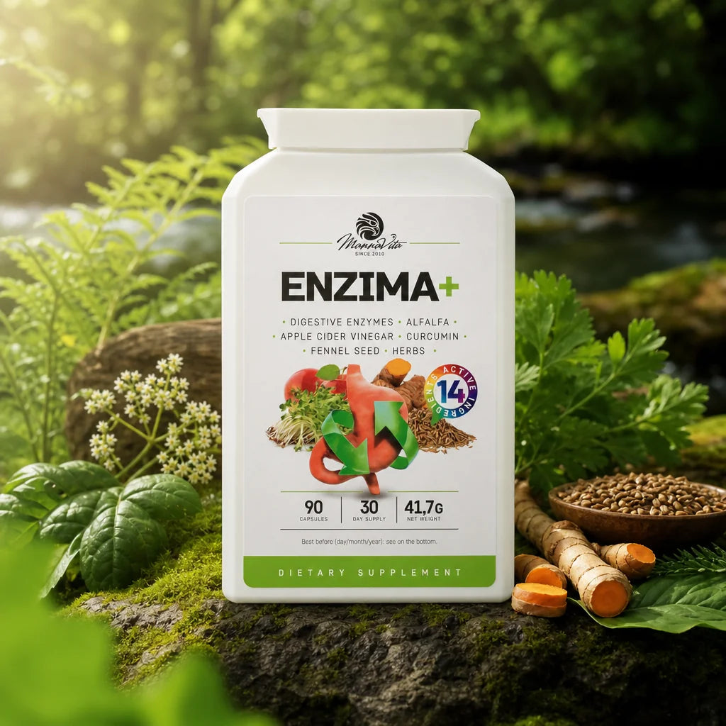 Σύμπλεγμα πεπτικών ενζύμων ENZIMA+ με Betain HCL • 90 κάψουλες