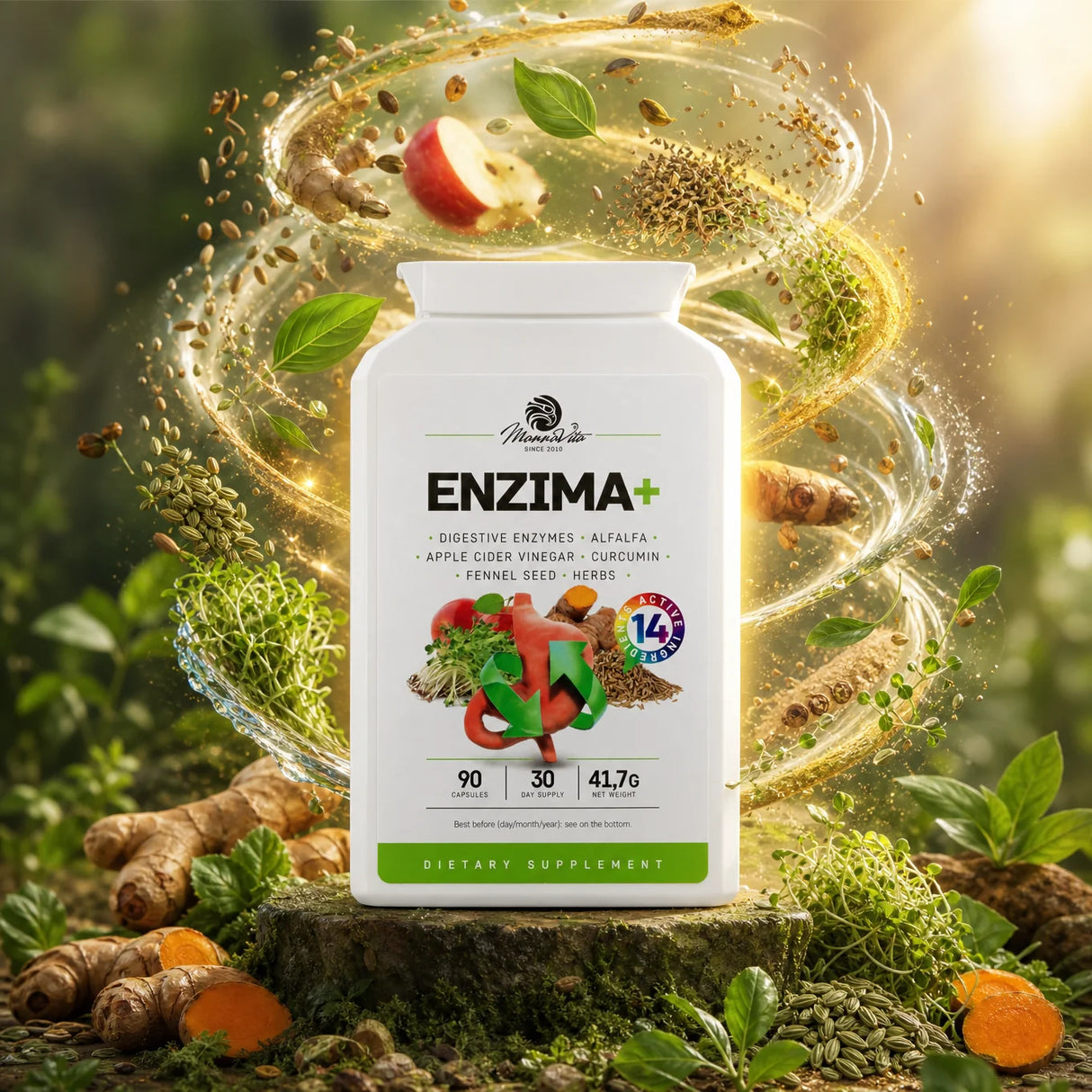 Σύμπλεγμα πεπτικών ενζύμων ENZIMA+ με Betain HCL • 90 κάψουλες