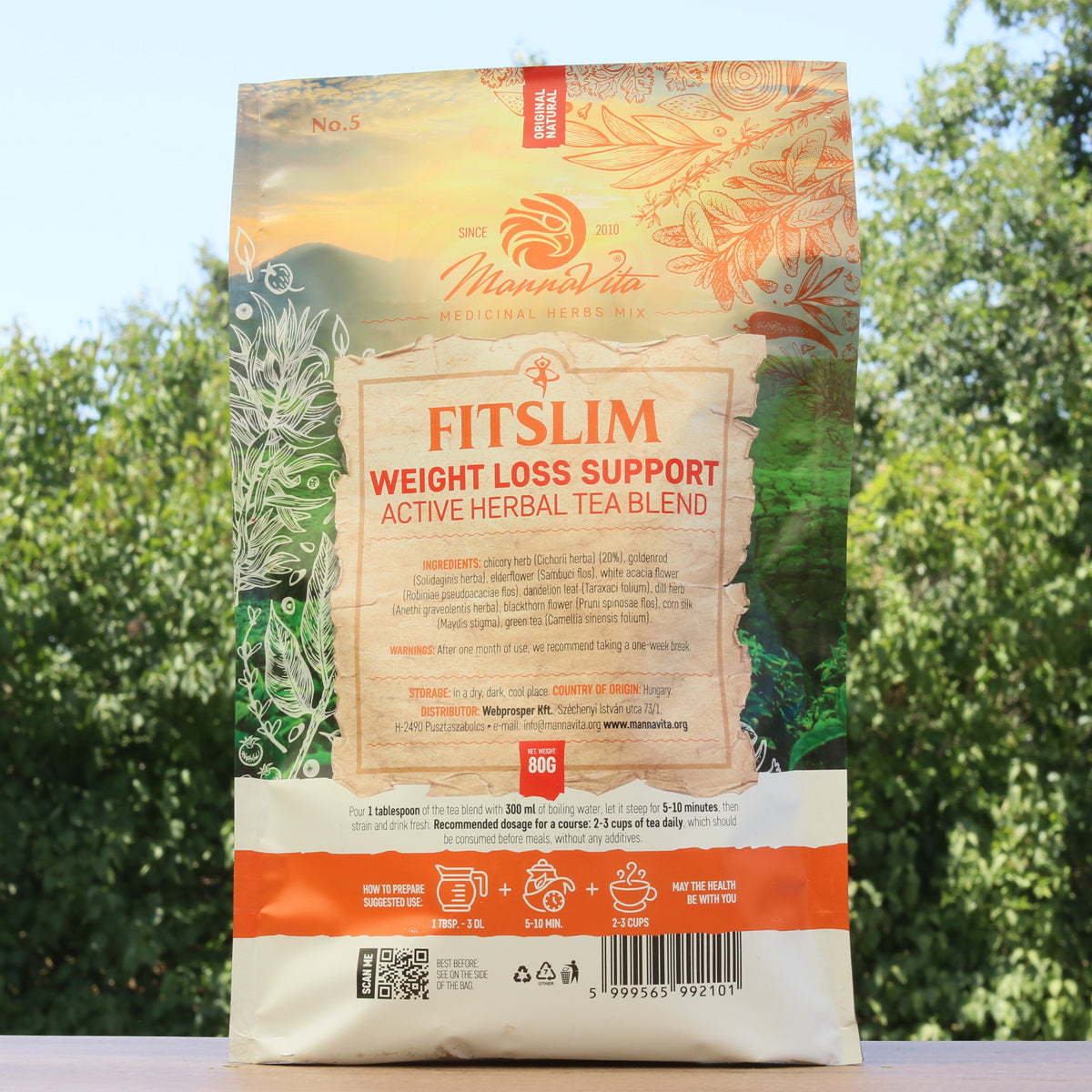 FITSLIM Υποστήριξη απώλειας βάρους ενεργό φυτικό μείγμα τσαγιού • 80g