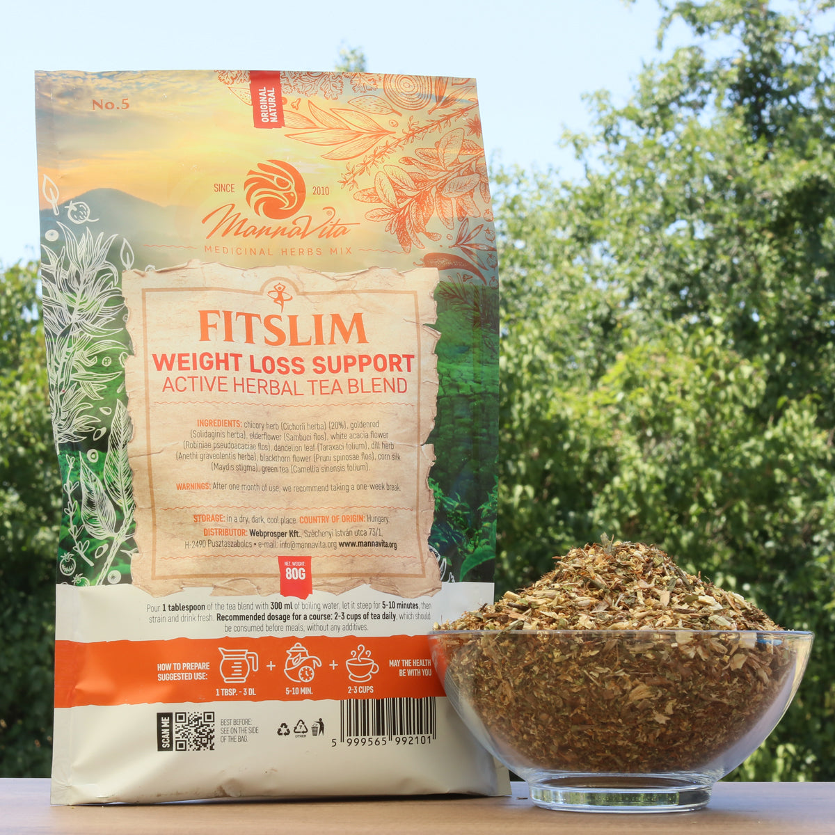 FITSLIM Υποστήριξη απώλειας βάρους ενεργό φυτικό μείγμα τσαγιού • 80g