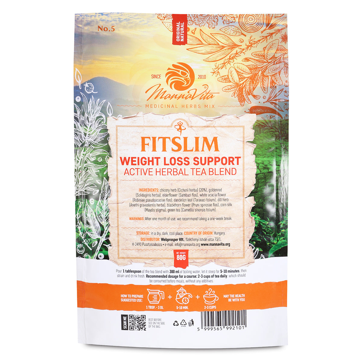 FITSLIM Υποστήριξη απώλειας βάρους ενεργό φυτικό μείγμα τσαγιού • 80g