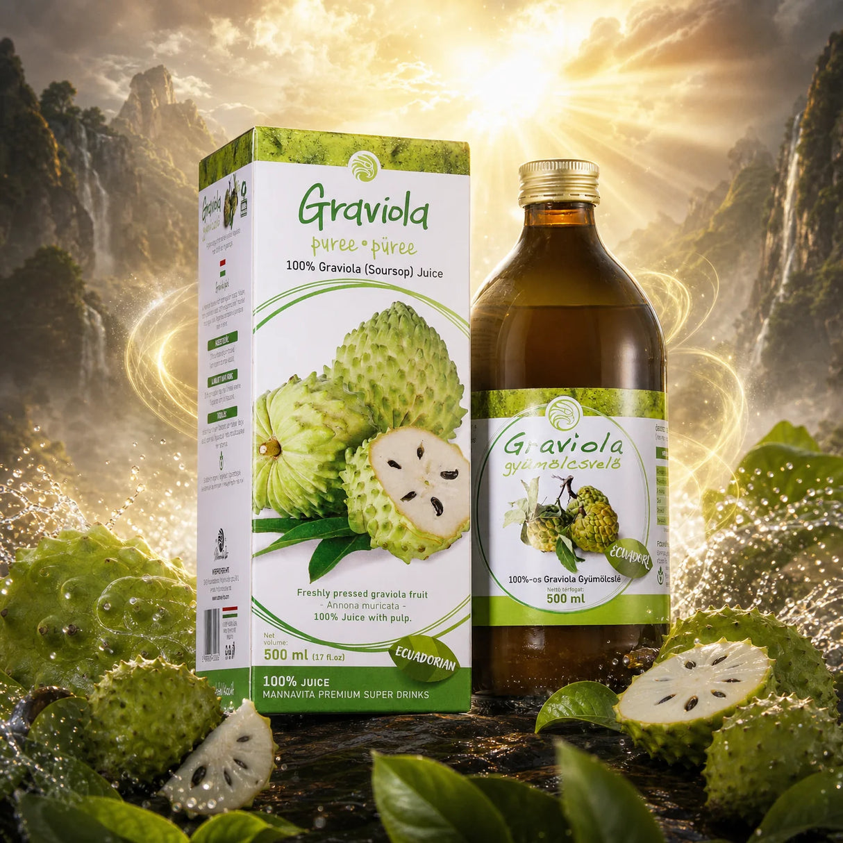 Mannavita • Graviola 100% Πιεσμένο Καθαρό Πουρέςς • 500 ml
