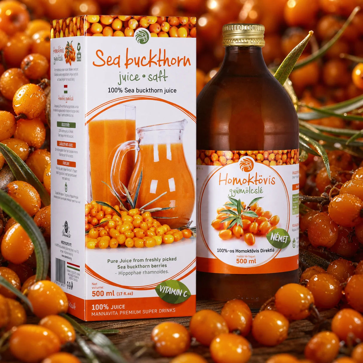 Mannavita Ιπποφαές 100% καθαρός χυμός • 500 ml