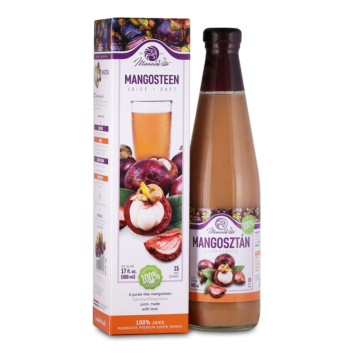 Mannavita Mangosteen 100% καθαρός πολτός • 500 ml