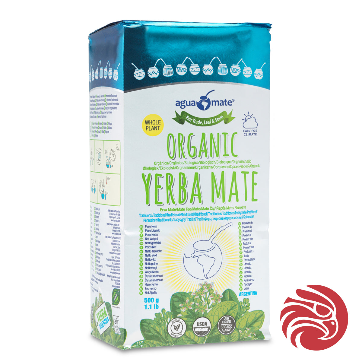 Aguamate Βιολογική yerba mate • Επεξεργασμένη με κλαδάκια • 500 g