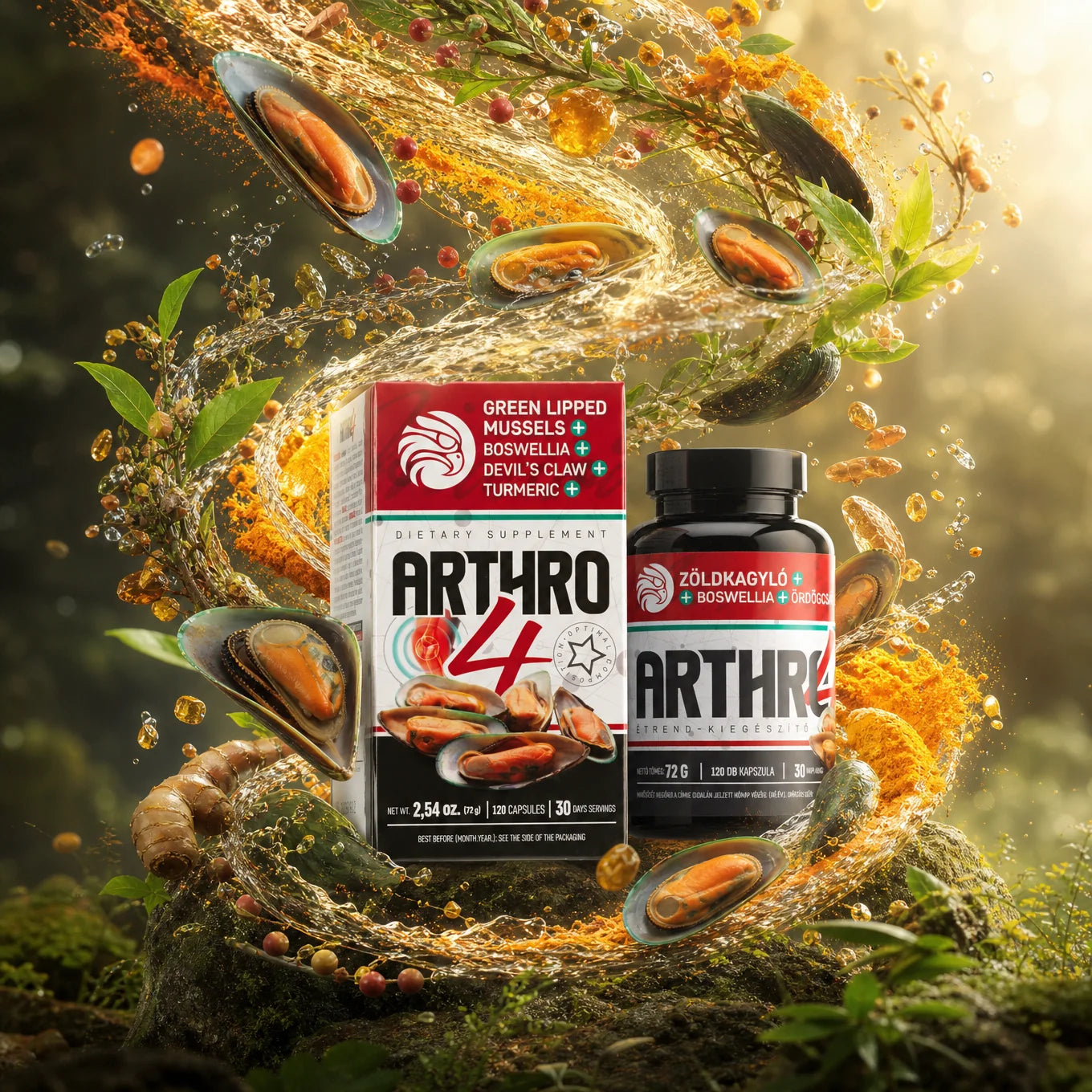 ARTHRO4 • Σύμπλεγμα αρθρώσεων + χόνδρου • με Πράσινο-χειλόστρακο μύδι • 120 κάψουλες