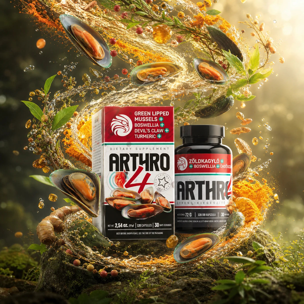 ARTHRO4 • Σύμπλεγμα αρθρώσεων + χόνδρου • με Πράσινο-χειλόστρακο μύδι • 120 κάψουλες