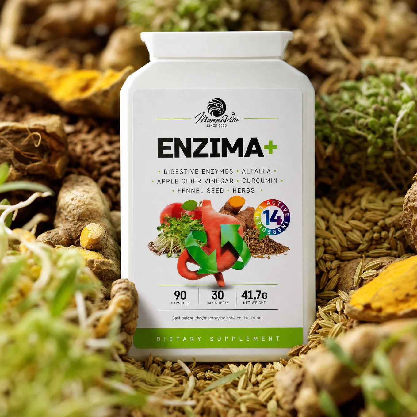 Σύμπλεγμα πεπτικών ενζύμων ENZIMA+ με Betain HCL • 90 κάψουλες