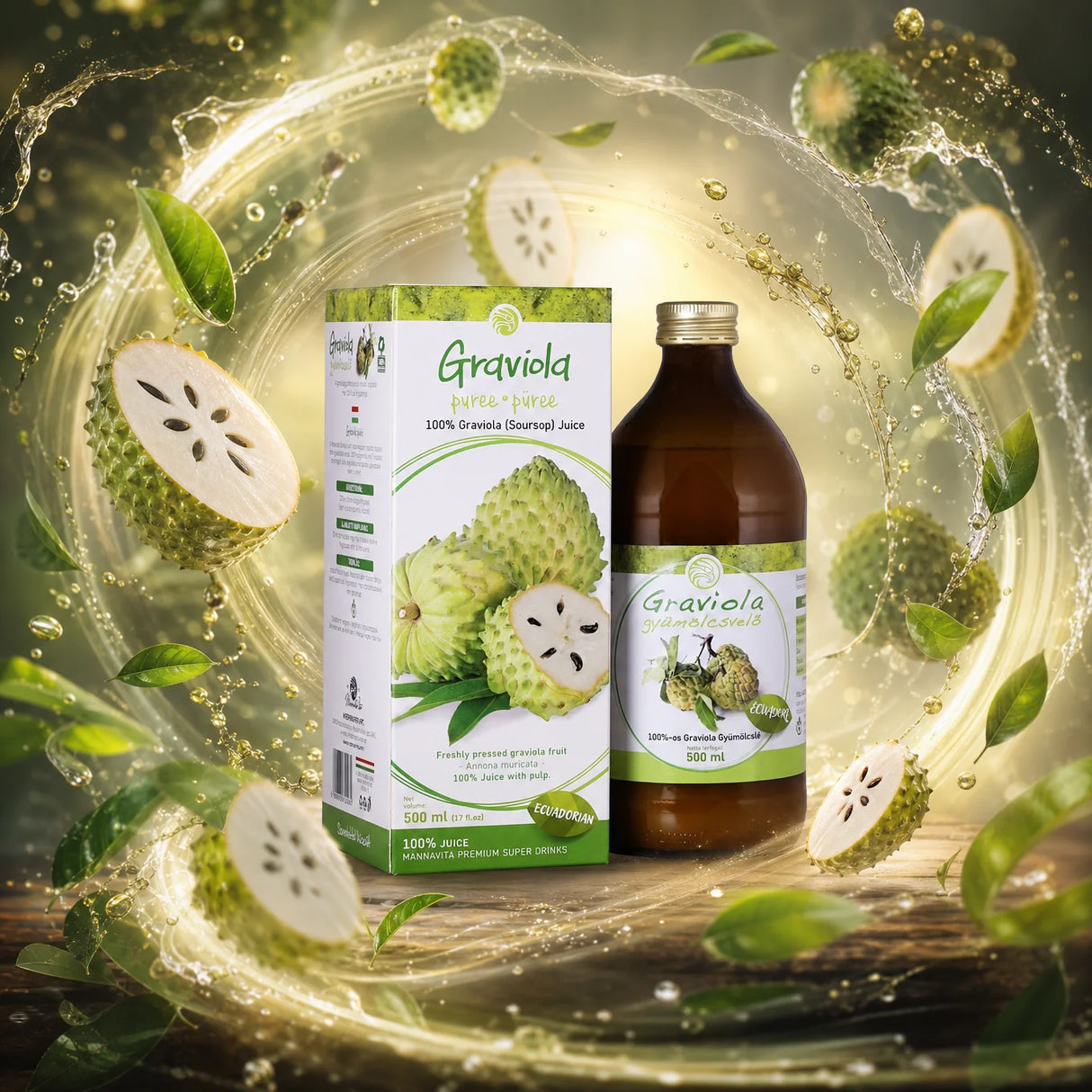Mannavita • Graviola 100% Πιεσμένο Καθαρό Πουρέςς • 500 ml