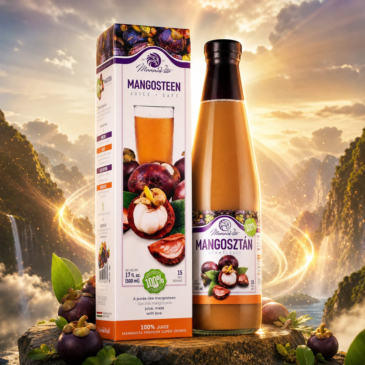 Mannavita Mangosteen 100% καθαρός πολτός • 500 ml