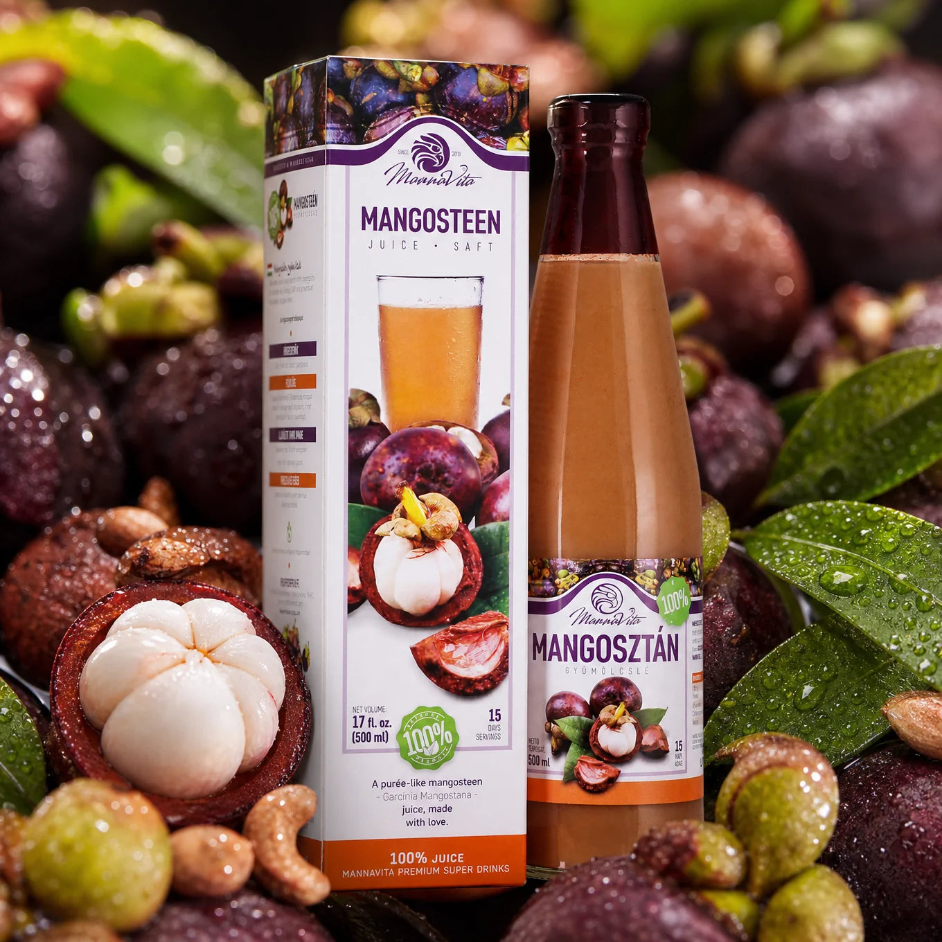 Mannavita Mangosteen 100% καθαρός πολτός • 500 ml