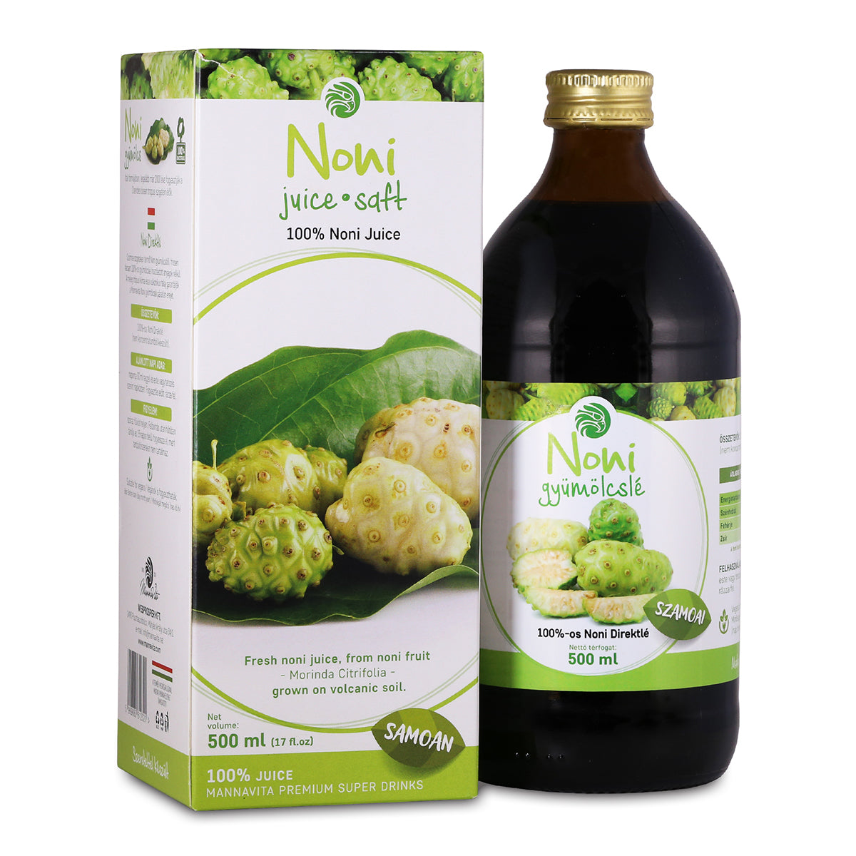 Mannavita • Χυμός Noni 100% Πιεσμένος Καθαρός Χυμός • 500 ml