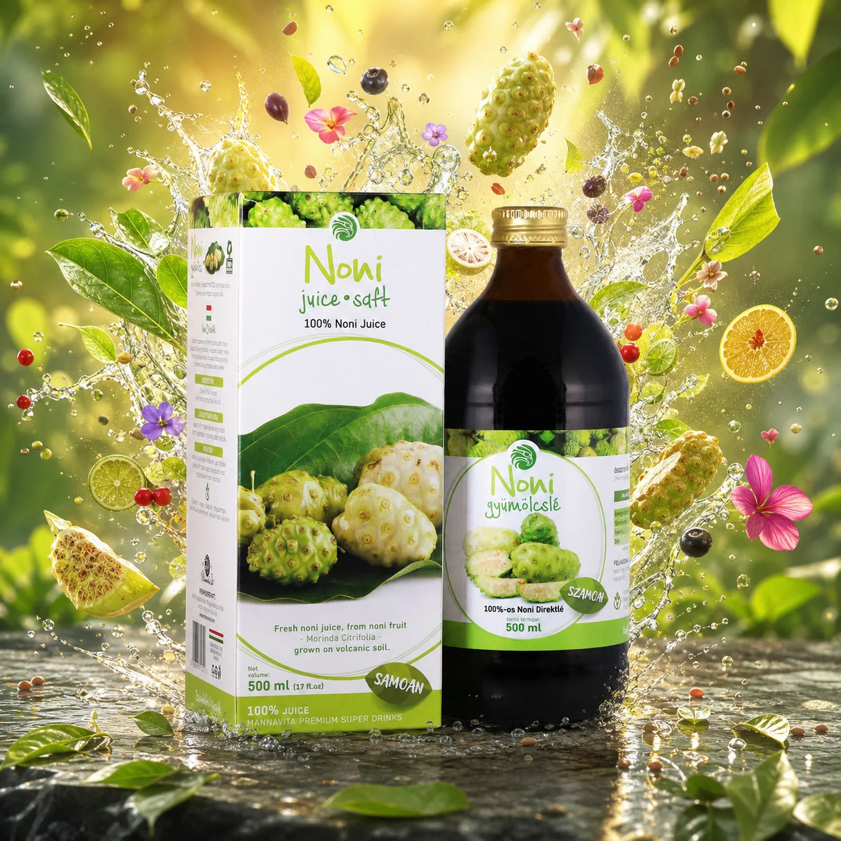 Mannavita • Χυμός Noni 100% Πιεσμένος Καθαρός Χυμός • 500 ml